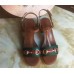 Gucci leather t-strap mid-heel 6cm sandal with web 2016