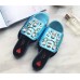 Gucci Leather slide with crystals 432018 in light blue metallic leather