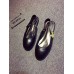 Gucci Black Bayadere Leather Slingback Flat