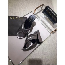 Gucci Spring 2016 lambskin Leather crossover sandal silver leather