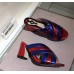 Gucci Spring 2016 lambskin Leather crossover sandal red/blue leather