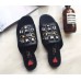 Gucci Leather slide with crystals 432018 in black leather