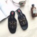 Gucci Leather slide with crystals 432018 in black leather