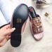 Gucci Leather slide with crystals 432018 in light pink metallic leather