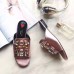 Gucci Leather slide with crystals 432018 in light pink metallic leather