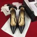 Gucci Heel 10cm Leather Pump Bow With Metal Bee 496590 Black 2018