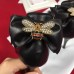 Gucci Heel 10cm Leather Pump Bow With Metal Bee 496590 Black 2018