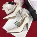 Gucci Heel 10cm Leather Pump Bow With Metal Bee 496590 White 2018