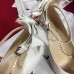 Gucci Heel 10cm Leather Pump Bow With Metal Bee 496590 White 2018