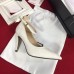 Gucci Heel 10cm Leather Pump Bow With Metal Bee 496590 White 2018