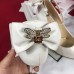 Gucci Heel 10cm Leather Pump Bow With Metal Bee 496590 White 2018