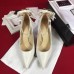 Gucci Heel 10cm Leather Pump Bow With Metal Bee 496590 White 2018