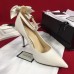 Gucci Heel 10cm Leather Pump Bow With Metal Bee 496590 White 2018