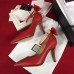 Gucci Heel 10cm Leather Pump Bow With Metal Bee 496590 Red 2018