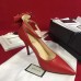 Gucci Heel 10cm Leather Pump Bow With Metal Bee 496590 Red 2018