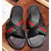 GUCCI CLASSICAL STYLE CALFSKIN SLIPPER GREEN AND RED WEB FOR MEN(AD-731103)