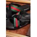 GUCCI CLASSICAL STYLE CALFSKIN SLIPPER GREEN AND RED WEB FOR MEN(AD-731103)