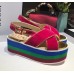 Gucci velvet crossover platform sandal ‎505333 Shocking pink 2018