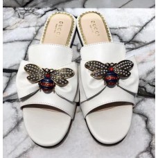 Gucci Leather Slides with Bow 524639 White 2018