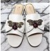 Gucci Leather Slides with Bow 524639 White 2018