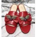 Gucci Leather Slides with Bow 524639 Red 2018