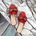 Gucci Leather Slides with Bow 524639 Red 2018