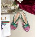 Gucci Heel 8.5cm Cut-out Bow Leather Sandals Pink/Green 2019