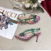 Gucci Heel 8.5cm Cut-out Bow Leather Sandals Pink/Green 2019