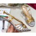 Gucci Heel 8.5cm Cut-out Bow Leather Sandals Silver/Gold 2019