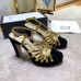 Gucci Heel 10.5cm Platform 2.5cm Cut-out Bow Leather Sandals 549646 Velvet Black/Gold 2019