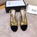 Gucci Heel 10.5cm Platform 2.5cm Cut-out Bow Leather Sandals 549646 Velvet Black/Gold 2019