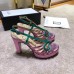 Gucci Heel 10.5cm Platform 2.5cm Cut-out Bow Leather Sandals 549646 Pink/Green 2019