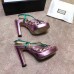 Gucci Heel 10.5cm Platform 2.5cm Cut-out Bow Leather Sandals 549646 Pink/Green 2019