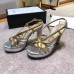 Gucci Heel 10.5cm Platform 2.5cm Cut-out Bow Leather Sandals 549646 Silver/Gold 2019