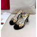 Gucci Heel 10.5cm Platform 2.5cm Feline Head Sandals Velvet Black/Gold 2019