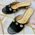 Gucci Lyric GG Crystal Embellished Heel Moire Mules Black 2019