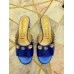 Gucci Lyric GG Crystal Embellished Heel Moire Mules Blue 2019