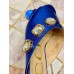 Gucci Lyric GG Crystal Embellished Heel Moire Mules Blue 2019