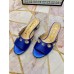 Gucci Lyric GG Crystal Embellished Heel Moire Mules Blue 2019