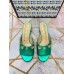 Gucci Lyric GG Crystal Embellished Heel Moire Mules Green 2019