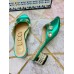 Gucci Lyric GG Crystal Embellished Heel Moire Mules Green 2019