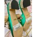 Gucci Lyric GG Crystal Embellished Heel Moire Mules Green 2019