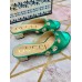 Gucci Lyric GG Crystal Embellished Heel Moire Mules Green 2019