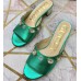 Gucci Lyric GG Crystal Embellished Heel Moire Mules Green 2019