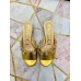 Gucci Lyric GG Crystal Embellished Heel Moire Mules Gold 2019