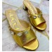 Gucci Lyric GG Crystal Embellished Heel Moire Mules Gold 2019