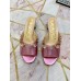 Gucci Lyric GG Crystal Embellished Heel Moire Mules Fuchsia 2019