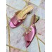 Gucci Lyric GG Crystal Embellished Heel Moire Mules Fuchsia 2019