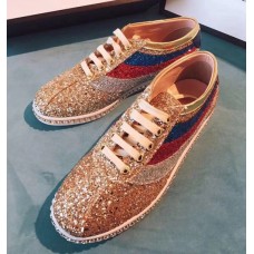 Gucci Glitter Falacer Sneaker With Web Gold 2018