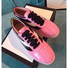 Gucci Falacer Patent Sneaker With Web Pink 2018